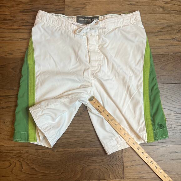 Abercrombie & Fitch White & Green Swim Trunks Surf‎ Board Shorts - Picture 5 of 11